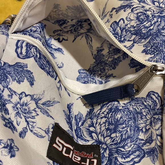 Trans JanSport Blue White Floral Mini Backpack - Picture 4 of 4